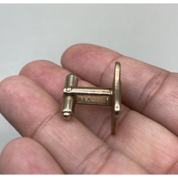 Vintage Hickok Monogram "P" Single Cufflink Rose Gold Tone / Black 1950s - Picture 4 of 7